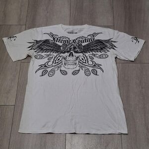 XTREME COUTURE RANDY White Indian Skull T SHIRT MENS XL UFC MMA Vintage